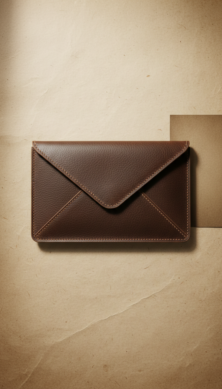 Ink brown envelope clutch